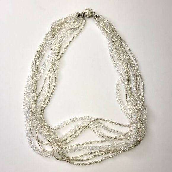 Multi Strand Braided Necklace Glass Bead Braided Necklace Beaded Twist Necklace - Picture 4 of 9